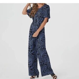 Lisa Rinna animal print short sleeve jumpsuit